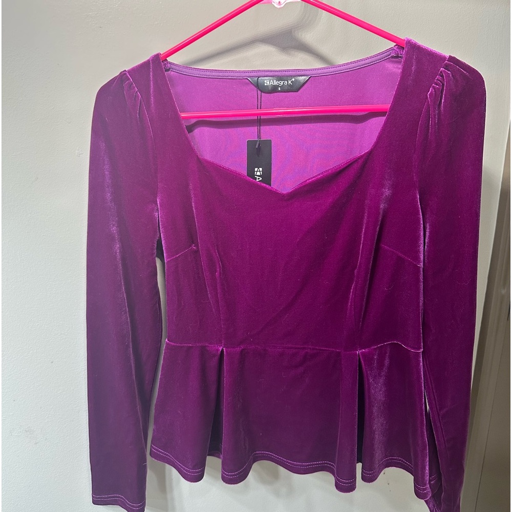 ALLEGRA K VELVET PEPLUM WOMEN’S TOP